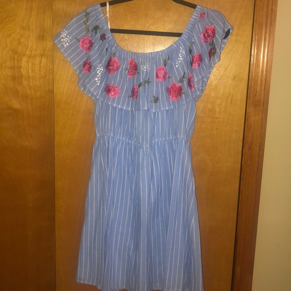 Floral Embroidered stripped dress